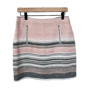 LOFT Pink and Black Striped Pencil Skirt